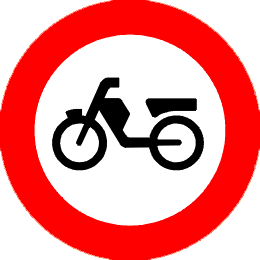 Gesloten voor bromfietsen, 
        snorfietsen en voor gehandicaptenvoertuigen met in werking zijnde motor