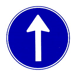 Gebod tot het volgen van de rijrichting die op het bord is aangegeven