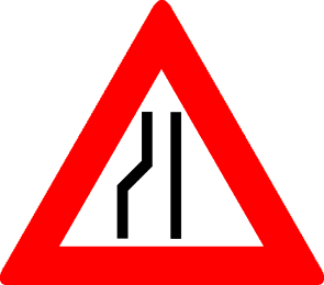 Rijbaanversmalling links