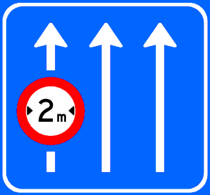 Verkeersbord geldt alleen voor 
        de aangegeven rijstrook/rijstroken